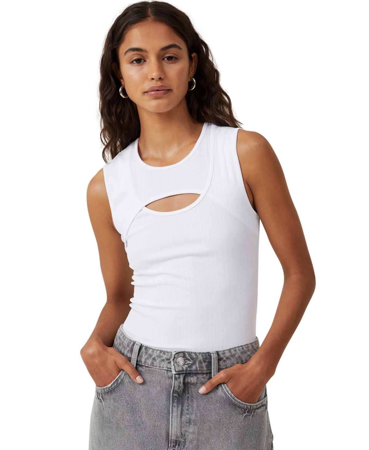 Cotton On Women's Romy Cut Out Tank Top In White