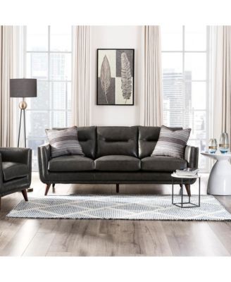 Ava 84" Mid-Century Modern Leather Sofa