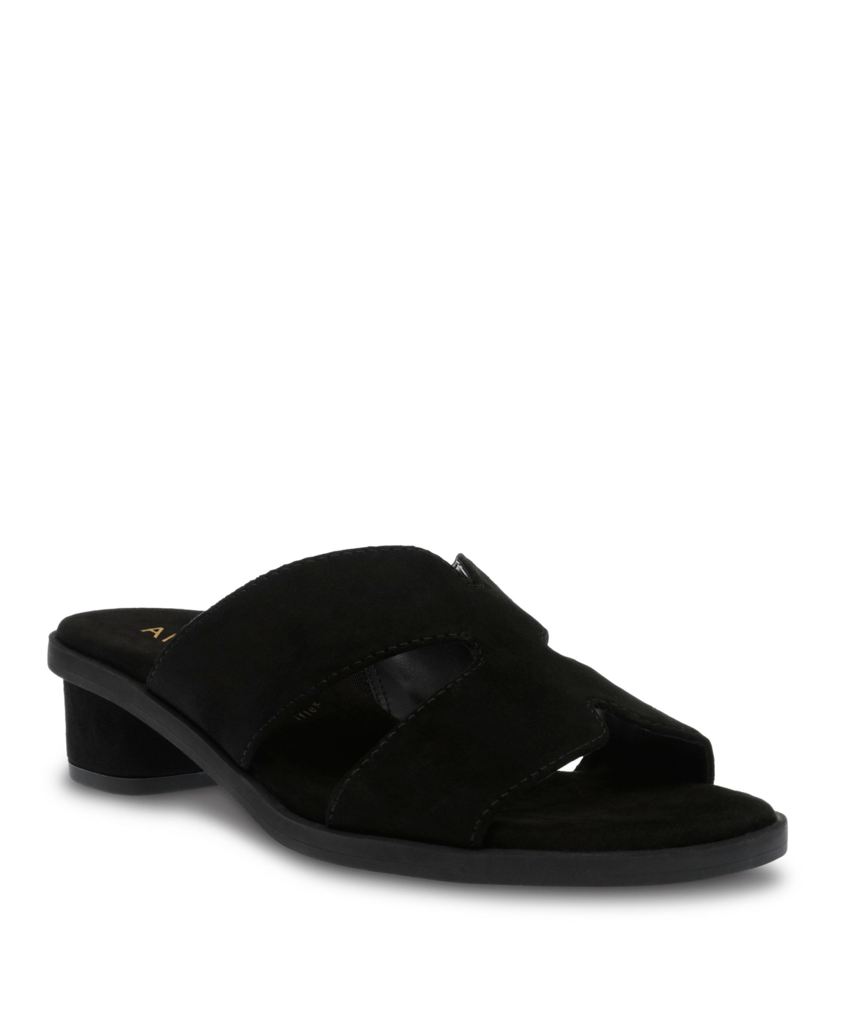 Shop Anne Klein Women's Timmy Block Heel Slide Sandals In Black Microsuede