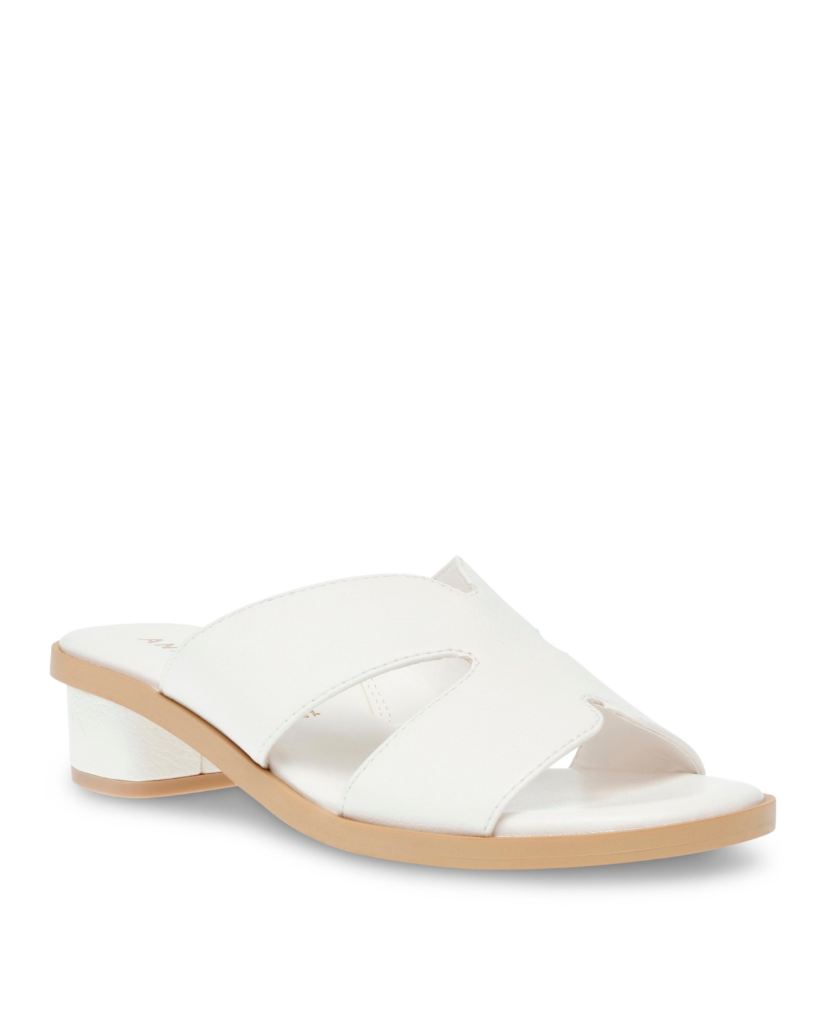 Shop Anne Klein Women's Timmy Block Heel Slide Sandals In White Smooth