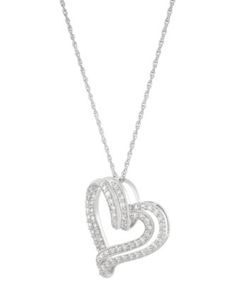 Lab Grown Diamond Double Heart Pendant Necklace (1 ct. t.w.) in Sterling Silver, 16" + 2" extender