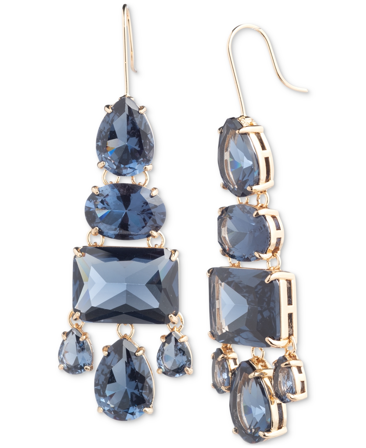 Lauren Ralph Lauren Gold-tone Color Stone Chandelier Earrings In Blue