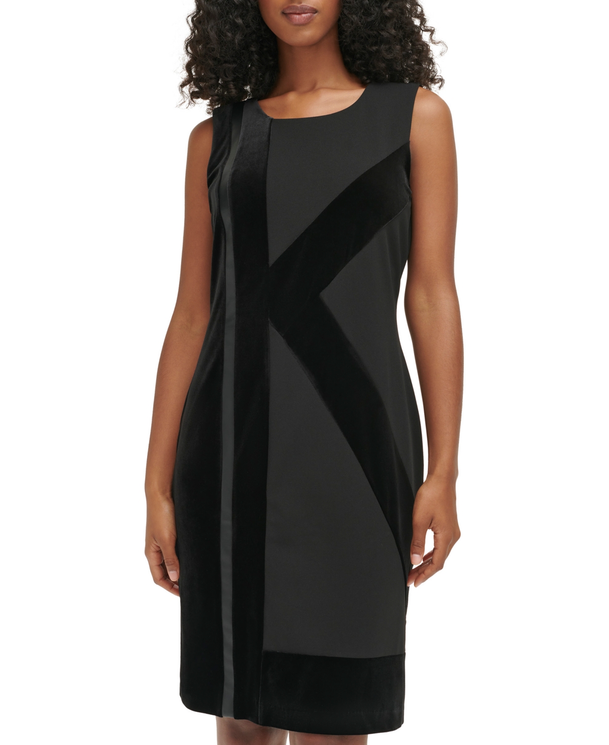 Karl Lagerfeld Women's Velvet-trim Sheath Dress In Black