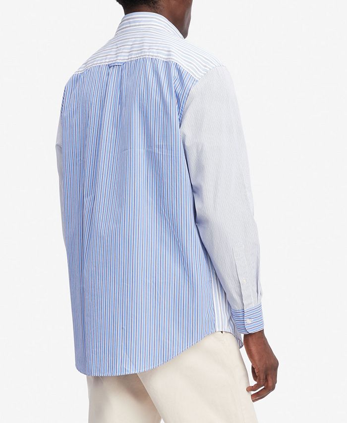 Tommy Hilfiger Men's Regular-Fit Block Stripe Cotton Poplin Shirt - Macy's