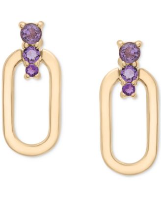 Macy's - Amethyst Graduated Oval Drop Earrings (1/4 ct. t.w.) in 14k Gold-Plated Sterling Silver