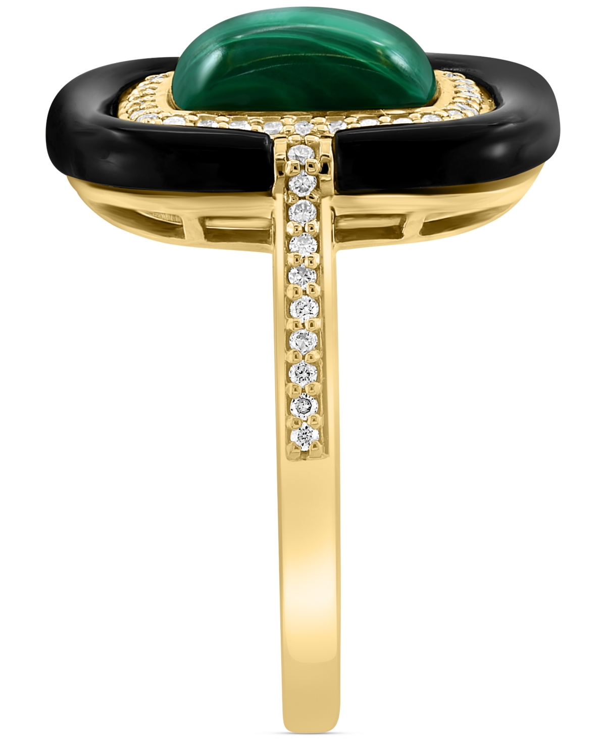 Effy Malachite, Onyx, & Diamond (1/5 ct. t.w.) Statement Ring in 14k Gold - 14K Gold