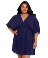 Lauren Ralph Lauren Plus Size Tunic Swim Cover-Up Dress - Dark Navy