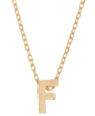 14k Gold-Plated Mini Initial Pendant Necklace, 16" + 2" extender
