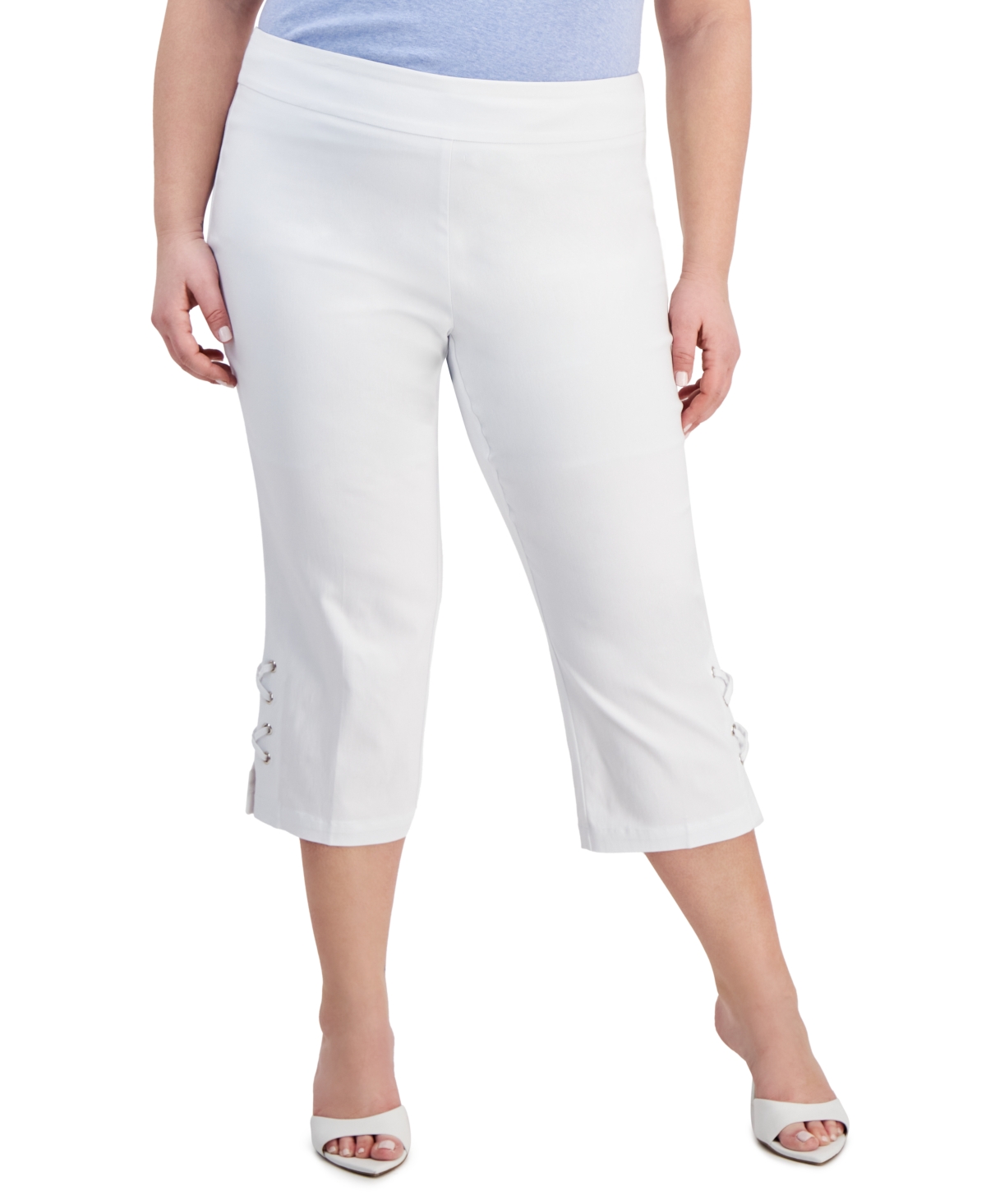Plus Size Side Lace-Up Capri Pants, Created for Macy's - Stonewall