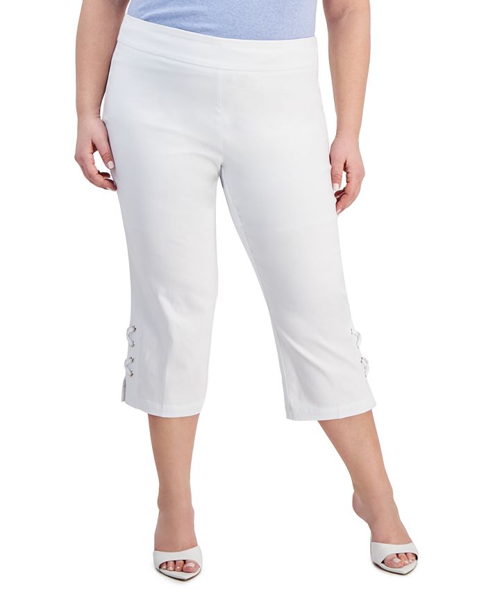 JM Collection Plus Size Side Lace-Up Capri Pants, Created for Macy's ...