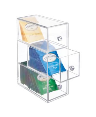 Plastic 3 Drawer Stackable Kitchen Storage Organizer Container - Clear