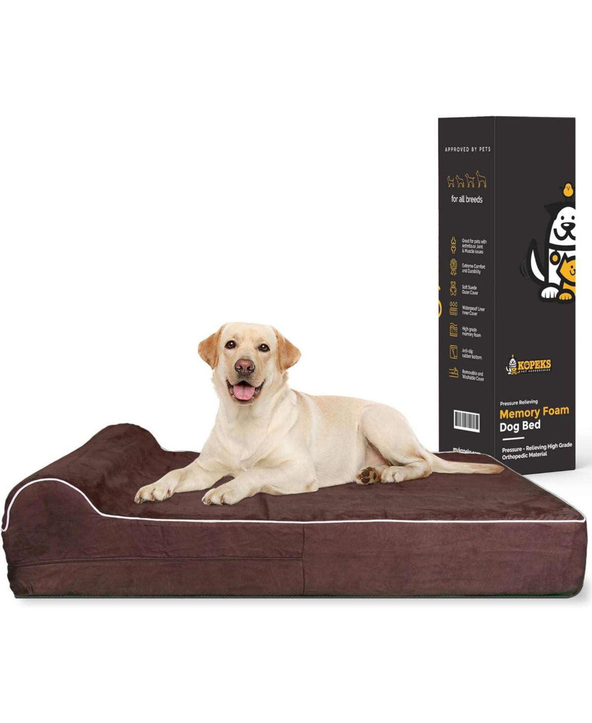 Orthopedic Dog Bed Memory Foam With Pillow XLarge - Brown