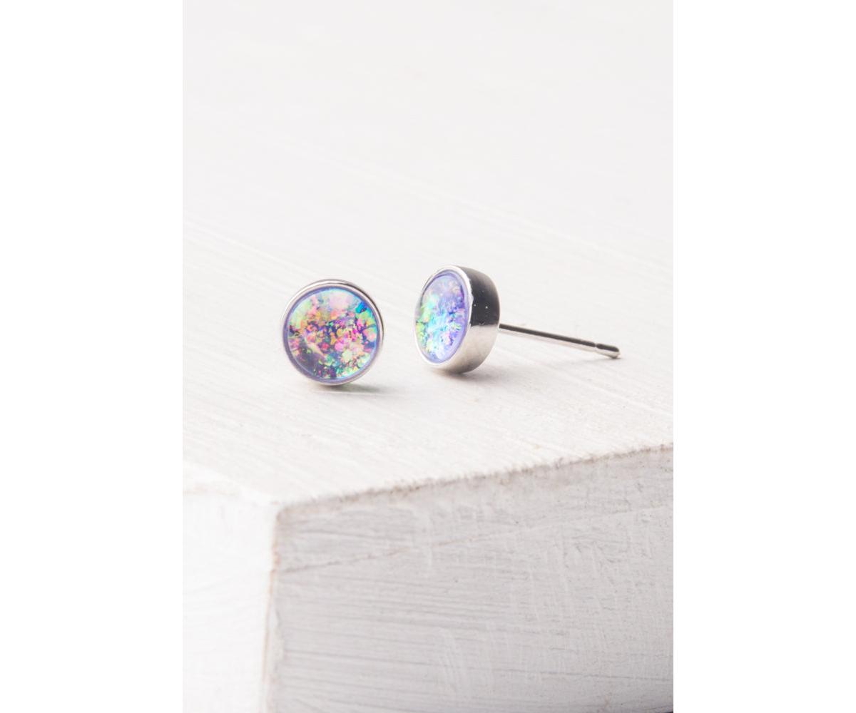 Lora Lavender & Silver Stud Earrings - Lavender opal