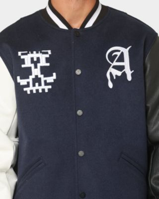 Mens Dead Pixel Leather Varsity Jacket