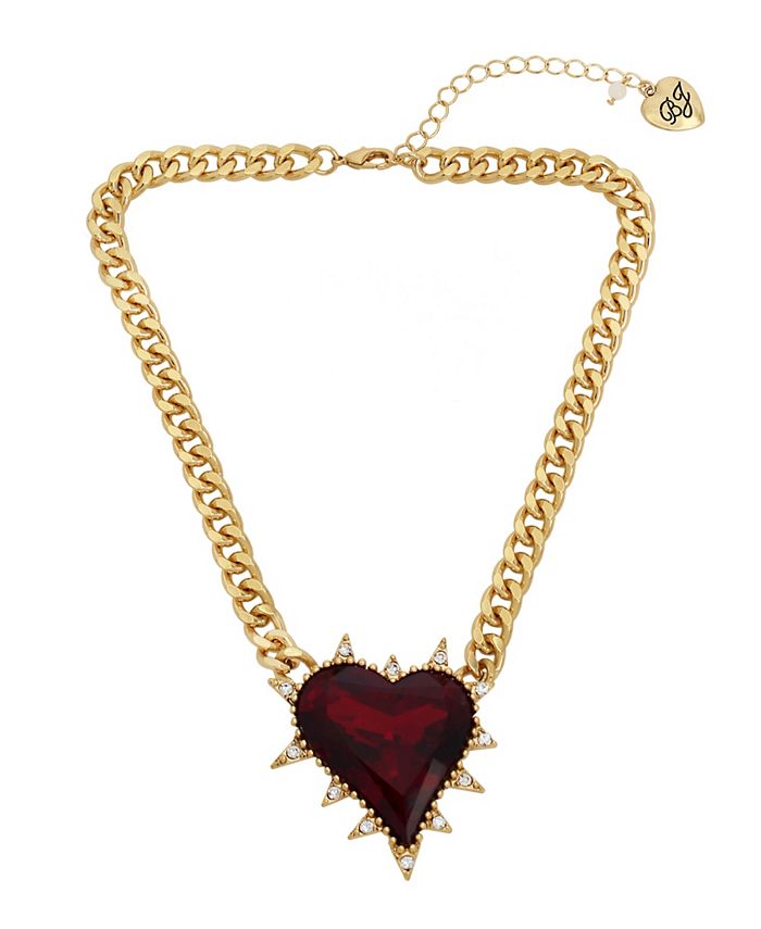 Betsey Johnson Faux Stone Spikey Heart Pendant Necklace Macy s