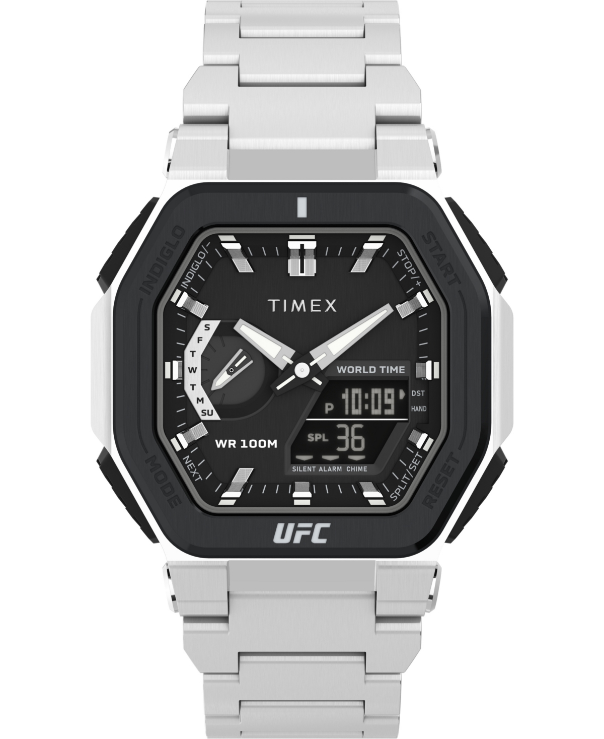 Ufc Men's Colossus Analog-Digital Silver-Tone Stainless Steel Watch, 45mm - Silver-Tone