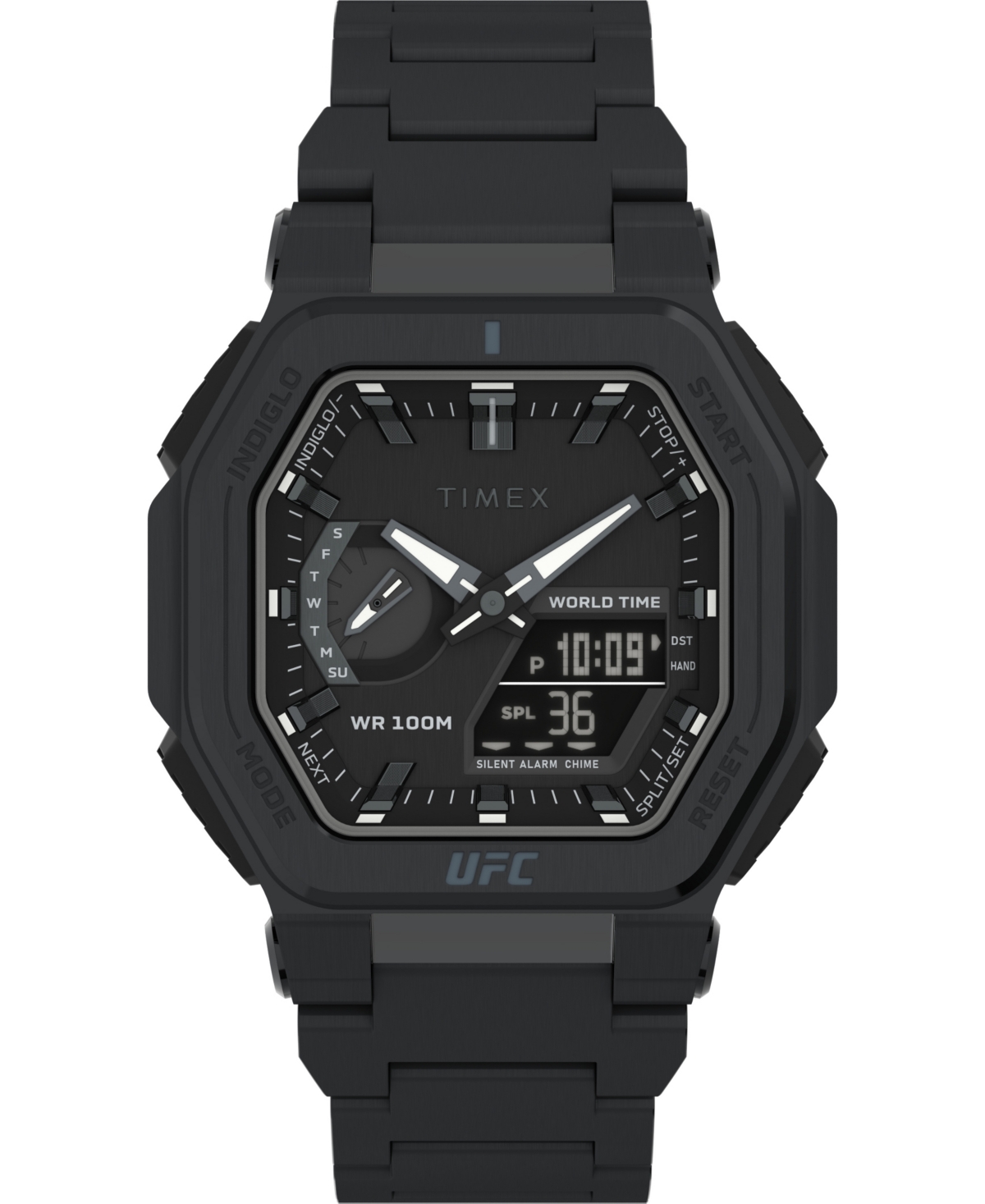 Ufc Men's Colossus Analog-Digital Black Stainless Steel Watch, 45mm - Black