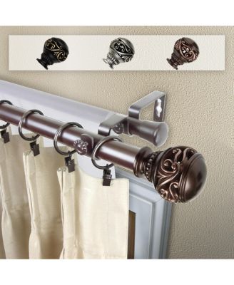 Rod Desyne - Isabella Double Curtain Rod 1" OD 66-120 inch - Bronze