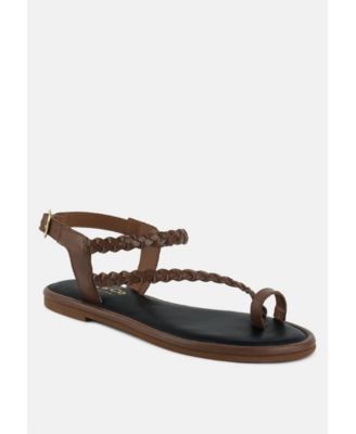 STALLONE Womens Braided Flat Sandals