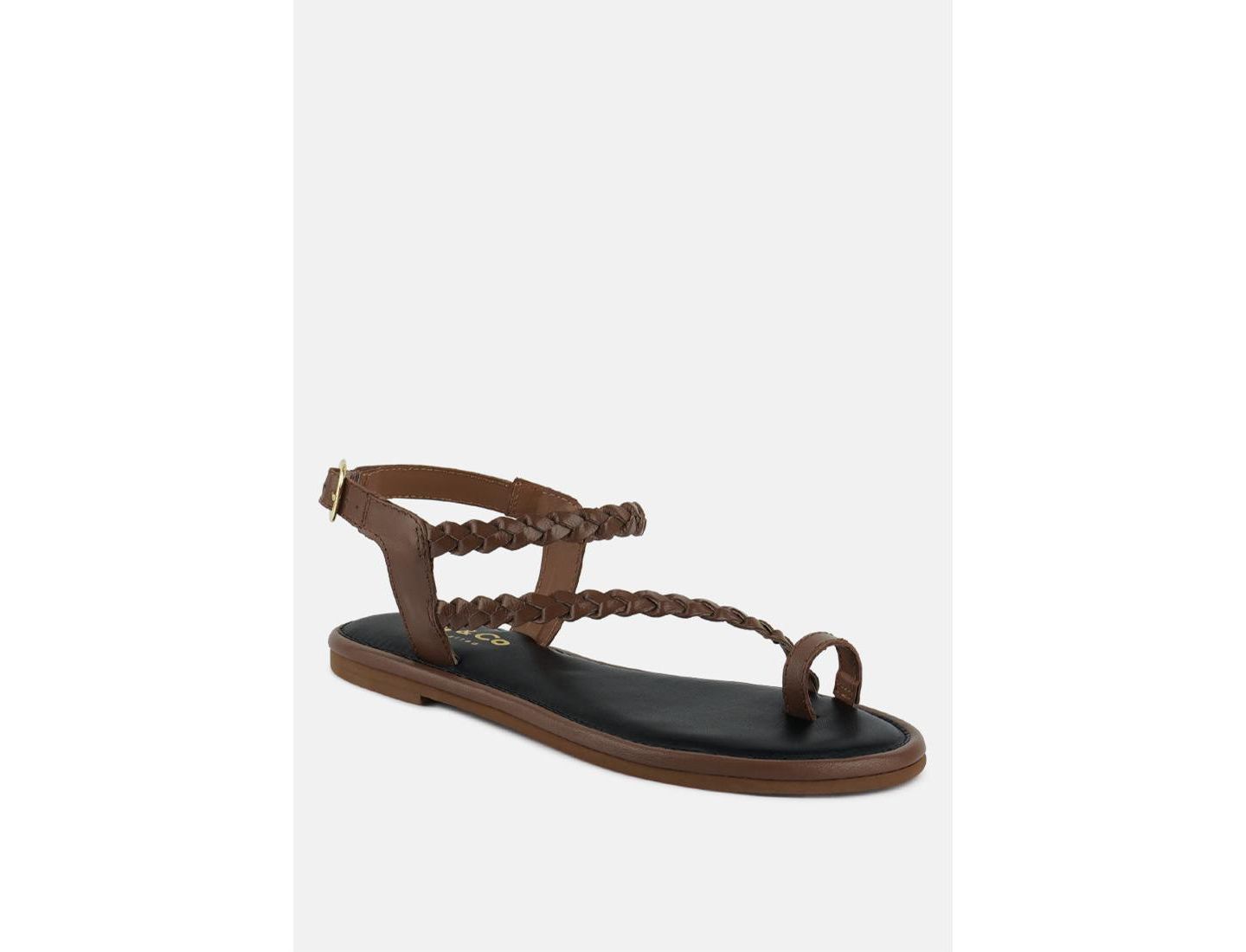 Женские сандалии Rag & Co Stallone Braided Flat, цвет: Бежевый / Хаки — фото 1