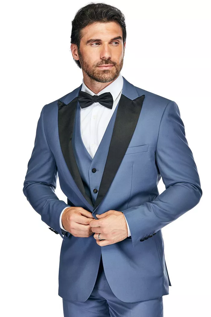 Men's 3 Piece Birdseye Peak Lapel Tuxedo Set - thumbnail 3