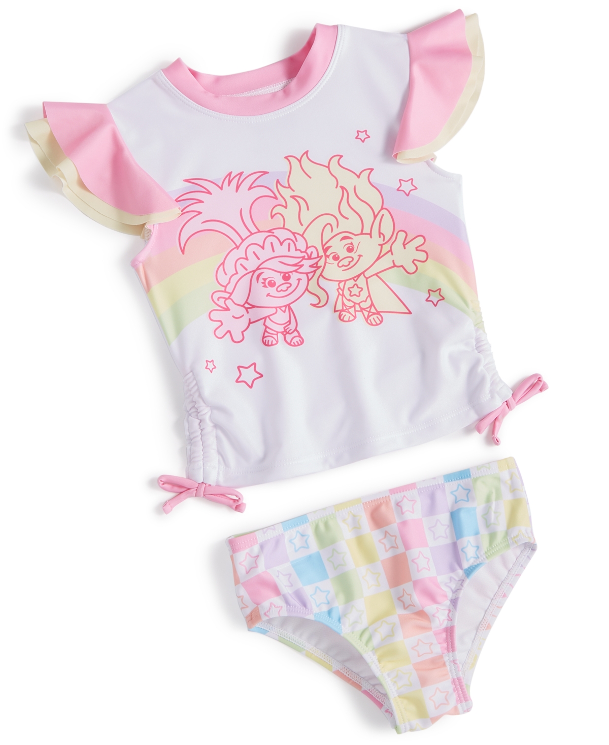 Shop Trolls Toddler Girls Flutter-sleeve Swimsuit, 2 Piece Set In Assorted