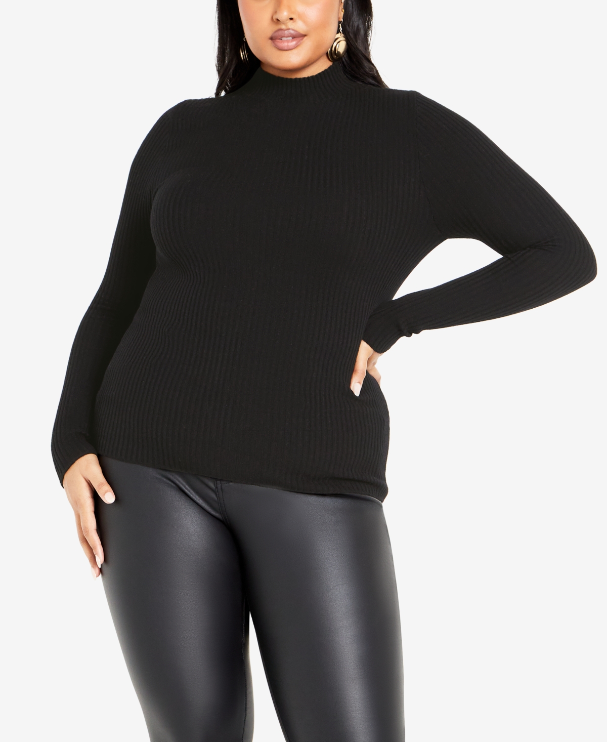 Avenue Plus Size Sina High Neck Sweater In Black