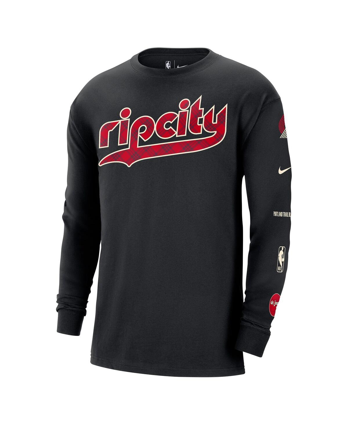 Shop Nike Men's  Black Portland Trail Blazers 2023/24 City Edition Max90 Expressive Long Sleeve T-shirt