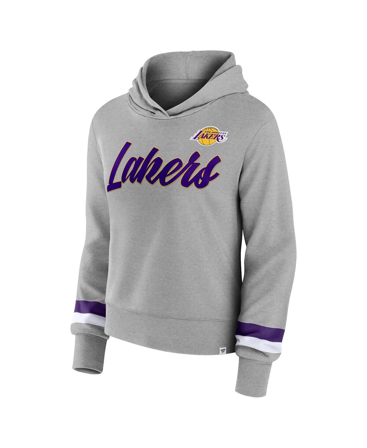 Shop Fanatics Women's  Heather Gray Los Angeles Lakers Halftime Pullover Hoodie