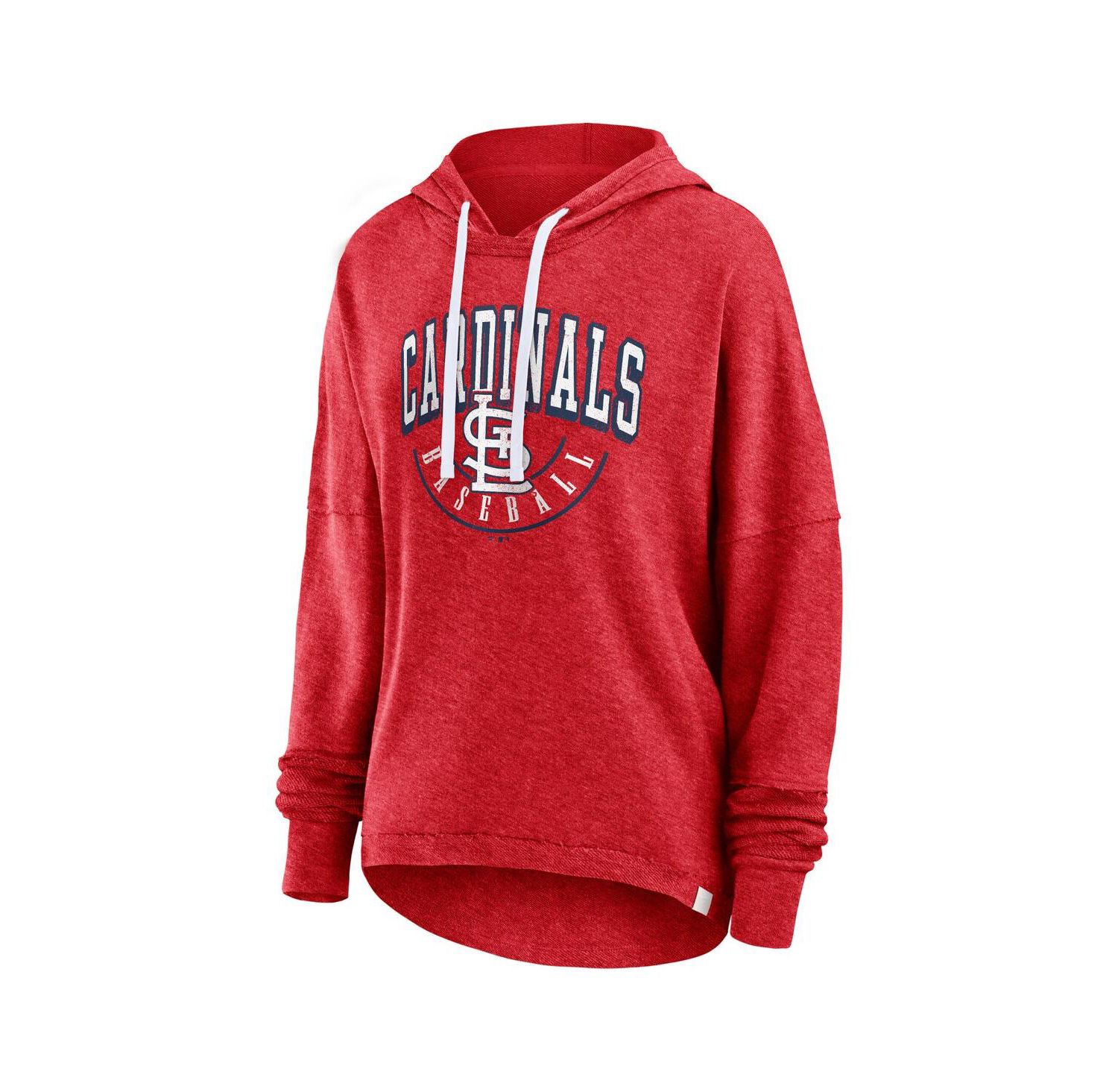 Women's Heather Red Distressed St. Louis Cardinals Luxe Pullover Hoodie