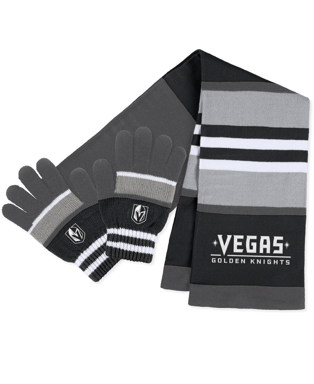 Wear By Erin Andrews Women's  Vegas Golden Knights Stripe Glove And Scarf Set In Multi