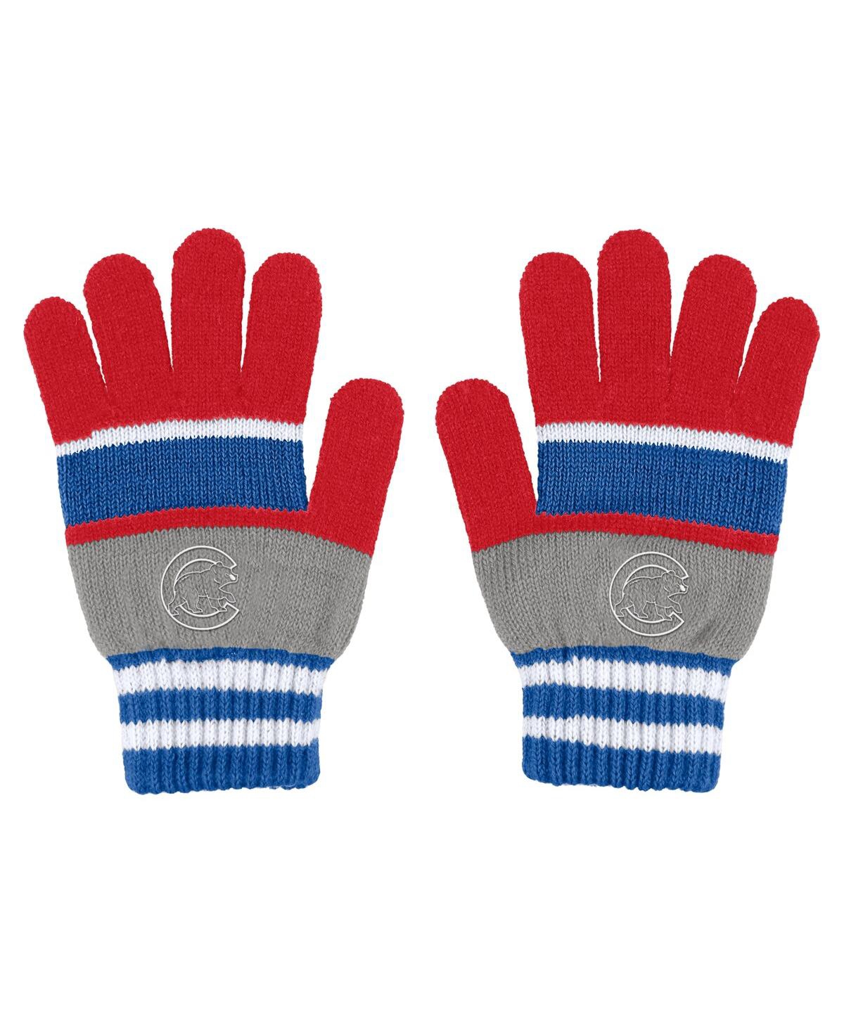 Shop Wear By Erin Andrews Women's  Chicago Cubs Stripe Glove And Scarf Set In Multi
