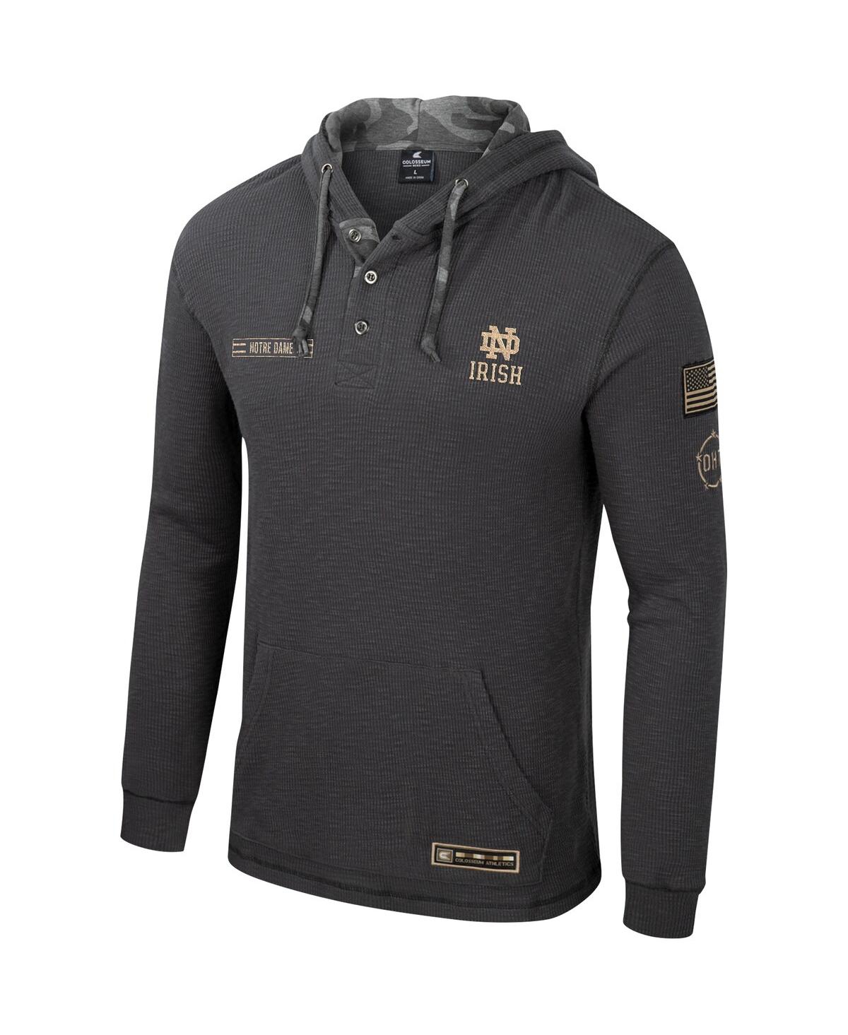 Men's ColosseumNotre Dame Fighting Irish Oht Military-Inspired Appreciation Henley Pullover Hoodie - Charcoal
