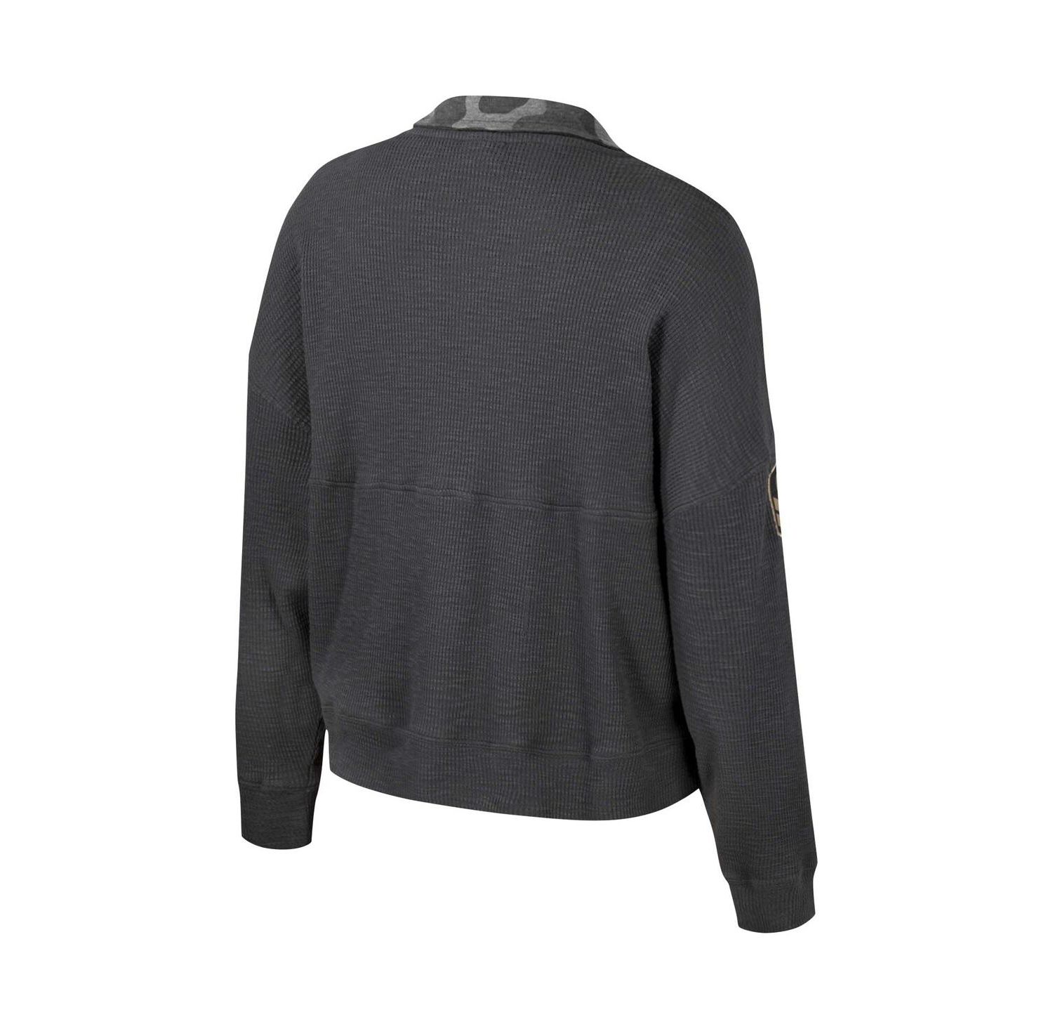Women's Heather Charcoal Notre Dame Fighting Irish OHT Military-Inspired Appreciation Payback Henley Thermal Sweatshirt