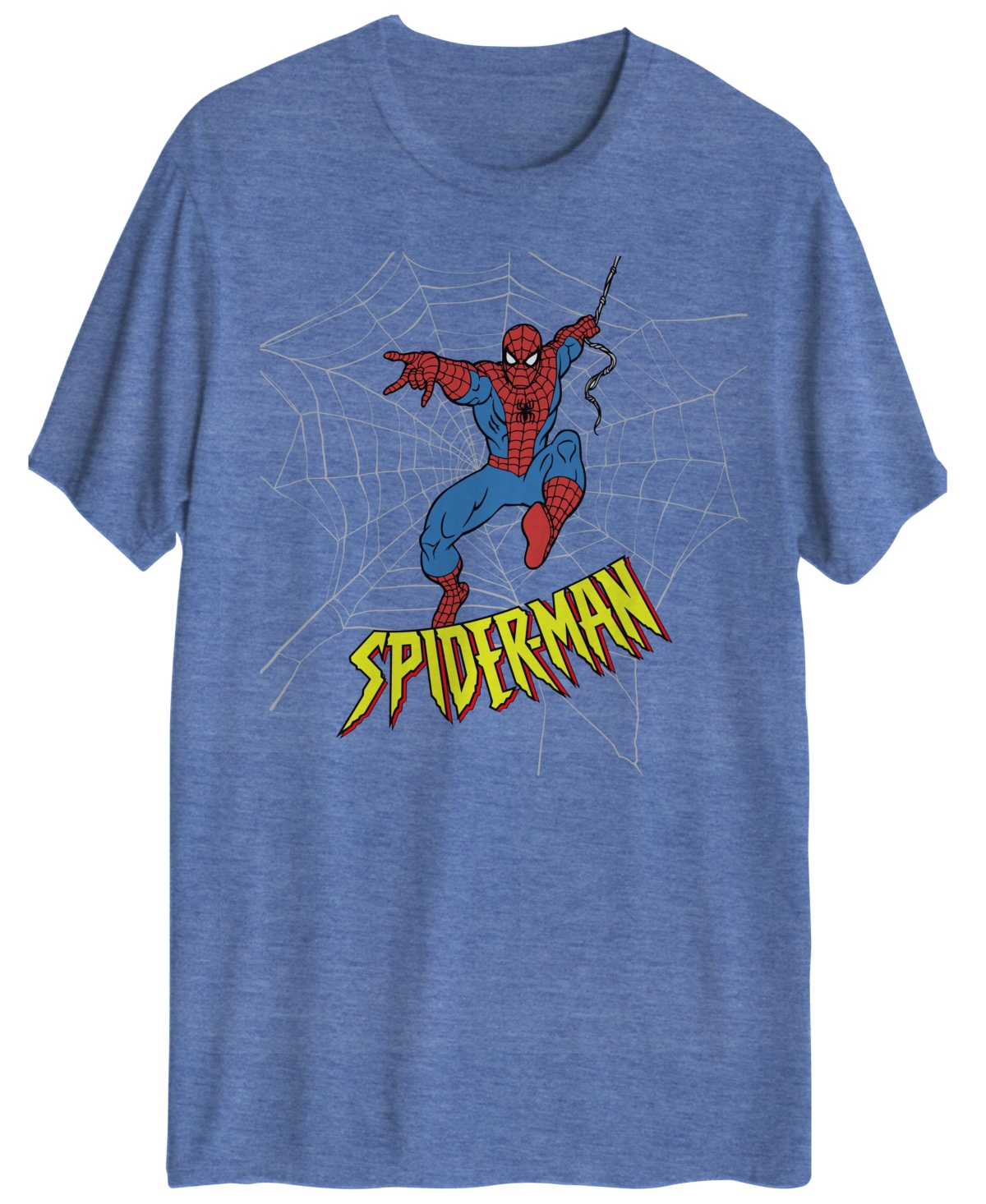 Hybrid Men's Spiderman Short Sleeve T-shirt In Royal Heather Blue