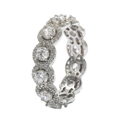 Sterling Silver Cubic Zirconia Round Halo Eternity Band