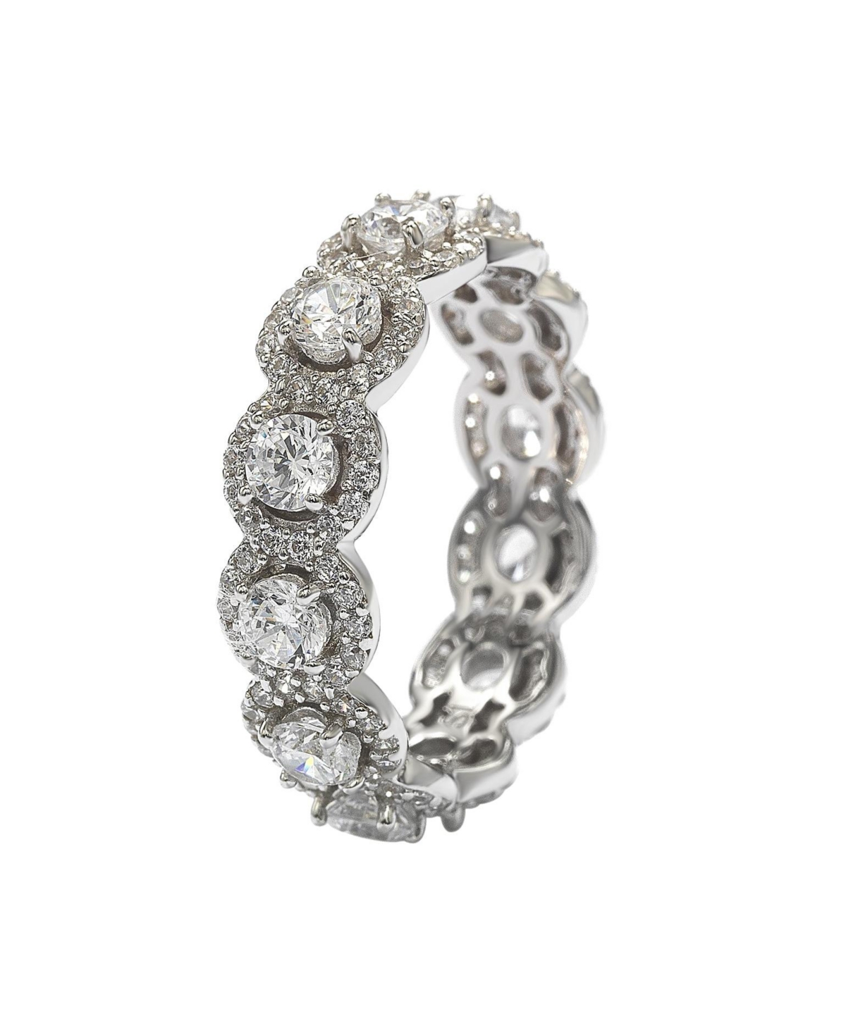 Suzy Levian New York Suzy Levian Sterling Silver RoundCubic Zirconia Eternity Band Ring - White