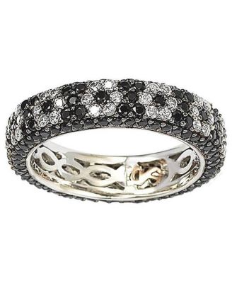 Suzy Levian Sterling Silver Cubic Zirconia Brown Flower Eternity Band