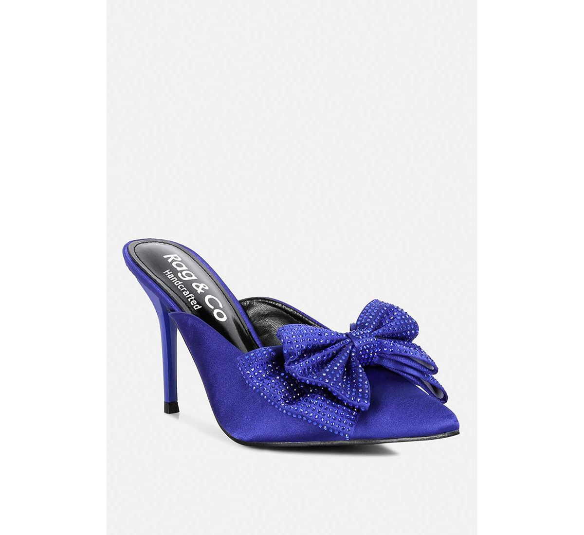 Elisda Womens Embellished Bow High Heel Mules - Blue