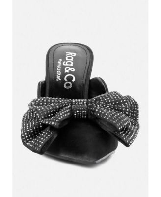 ELISDA Womens Embellished Bow High Heel Mules