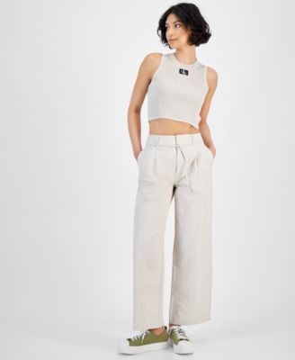 Ribbed Cropped Tank Top High Rise Pants