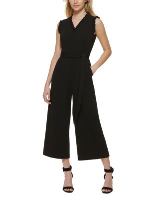 Calvin klein ruffle sleeve belted jumpsuit deals