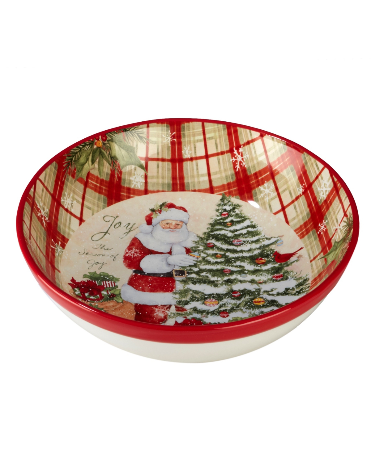 Holiday Wishes Serving/Pasta Bowl - Beige/red/green