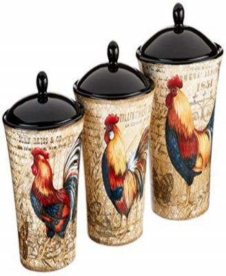Gilded Rooster 3-Pc. Canister Set