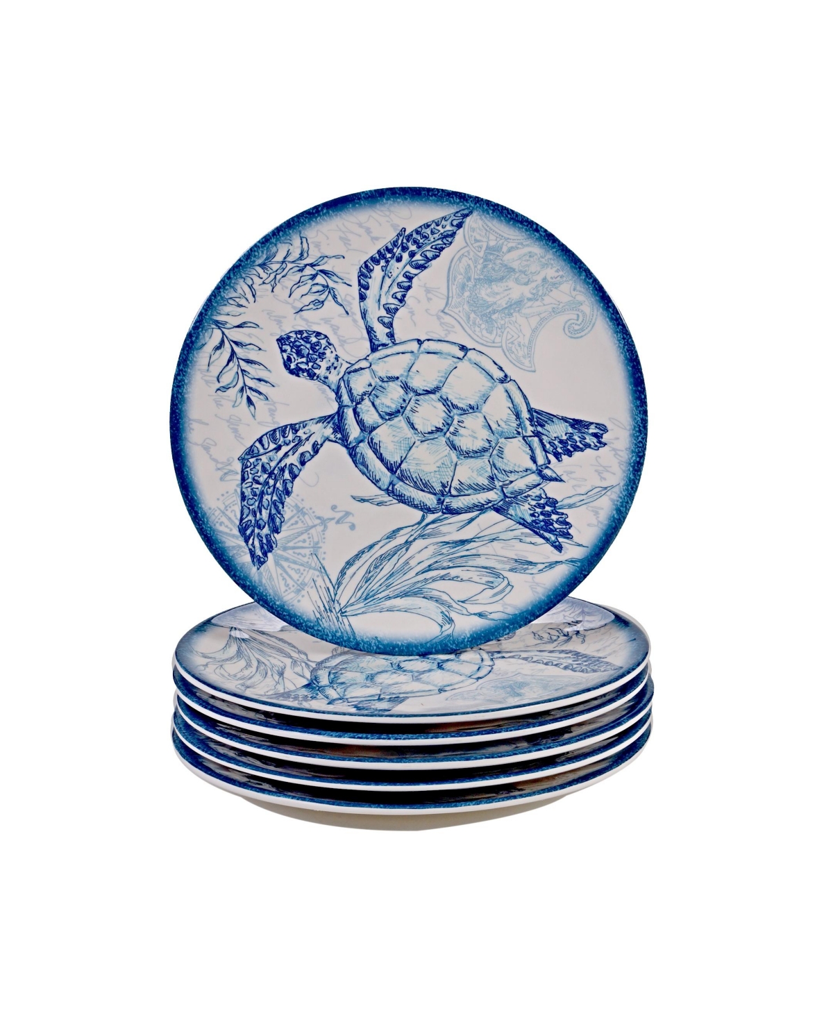Certified International Oceanic Melamine 6-pc. Salad Plates In Dark Blue,white