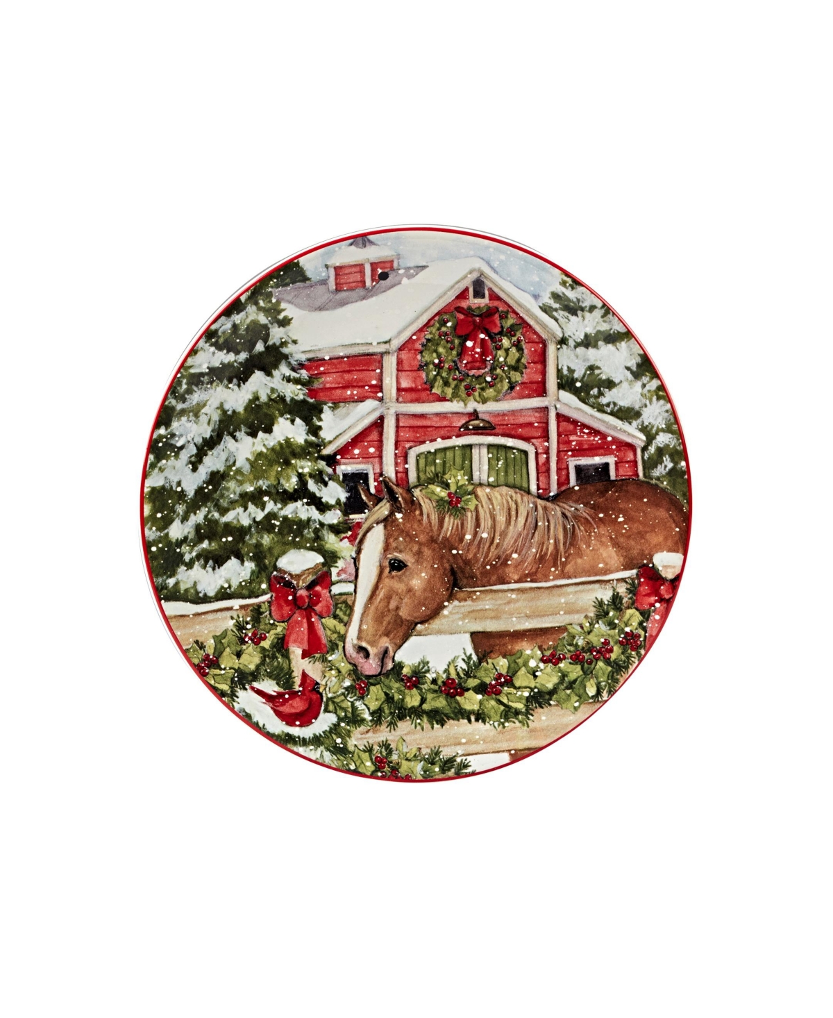 Certified International Homestead Christmas 4 Piece Dessert Plate Set In Red,white