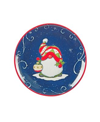 Holiday Magic Gnomes 4 Piece Dessert Plate Set