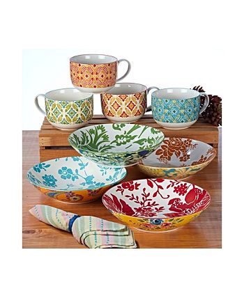 Certified International Damask Floral Set of 4 Jumbo Cups - Macy's