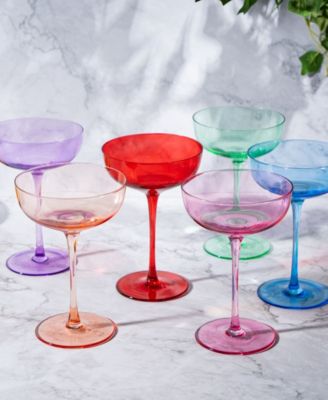 Colored Coupe Glasses, Set of 6