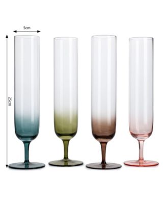 Multicolored Beautiful Champagne Flutes, Set of 4